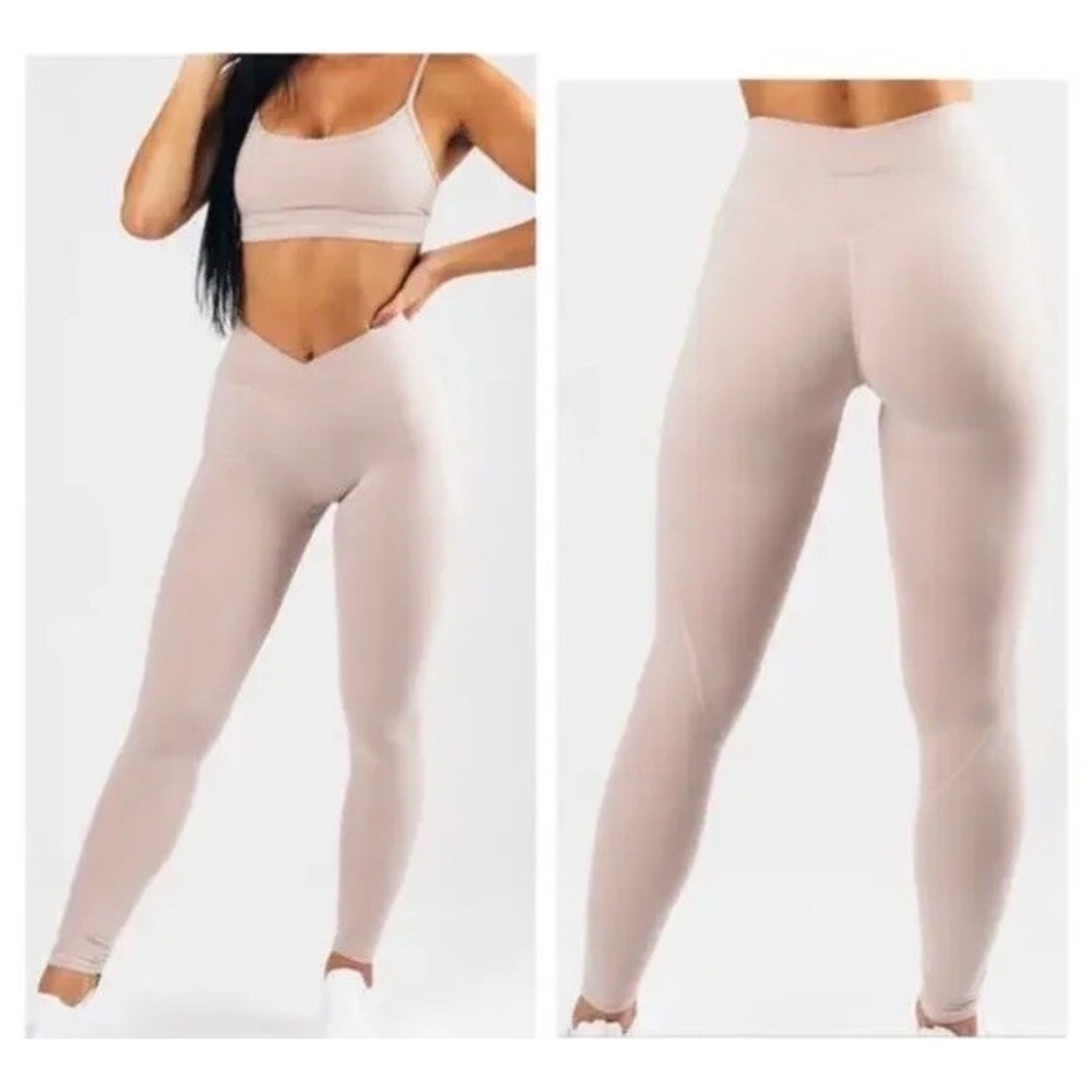 Alphalete Surface Leggings Crossover Athletic Ankle Stretch Hazelwood Pink M